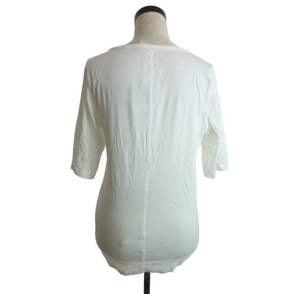 NWT Everlane White Pima Micro Rib Scoop Neck Top Shirt Short Sleeve XL - Picture 3 of 7